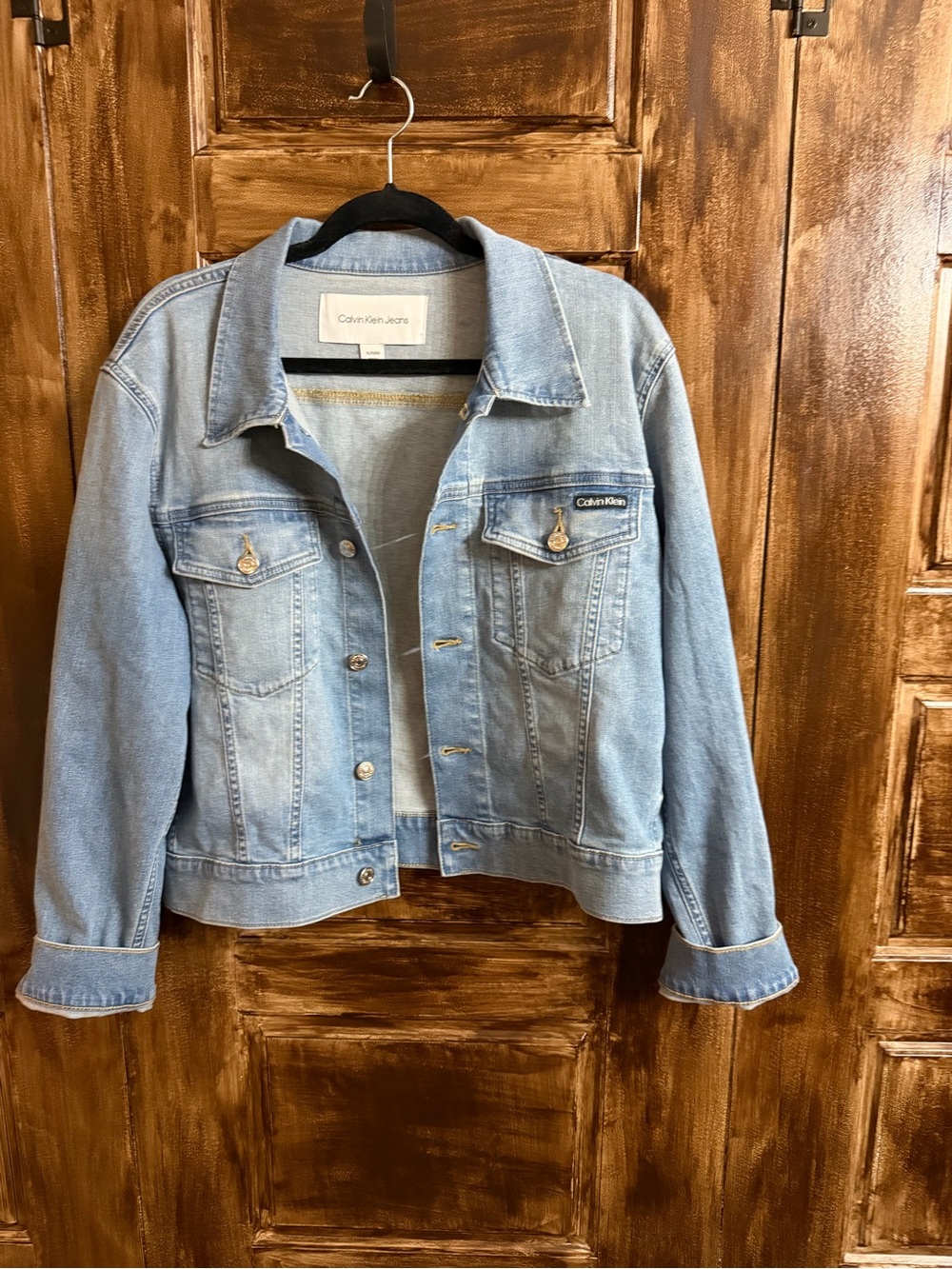 Calvin Klein Light Wash Denim Trucker Jacket - Blue